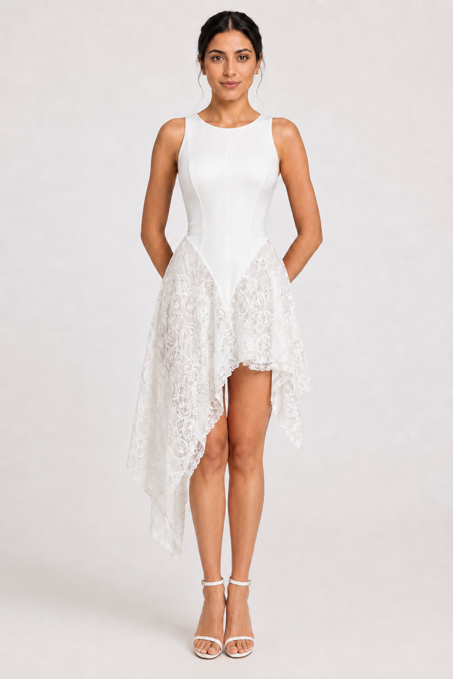 The Noelle: Asymmetric Lace Slip Dress — product image 5