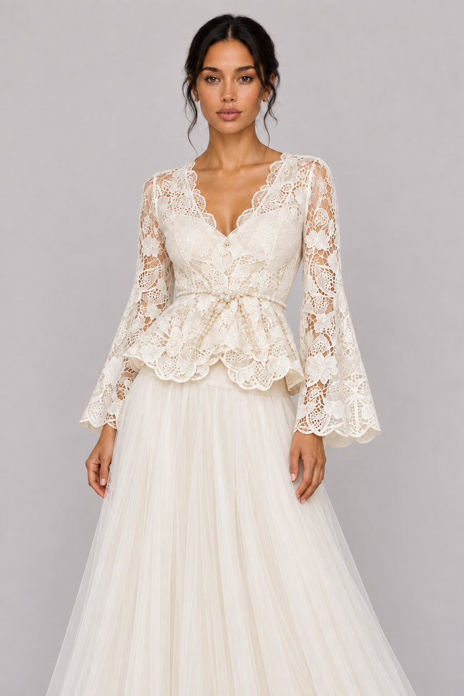 Seraphine Lace Jacket & Pleated Skirt Set — product image 1