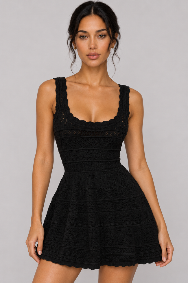 The Colette: Openwork Knit Halter Midi — product image 11