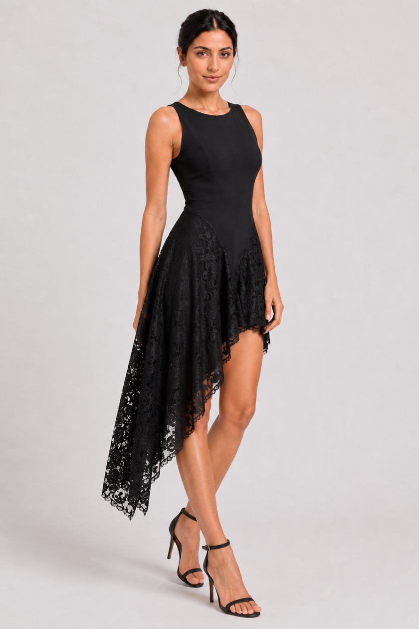 The Noelle: Asymmetric Lace Slip Dress — product image 7