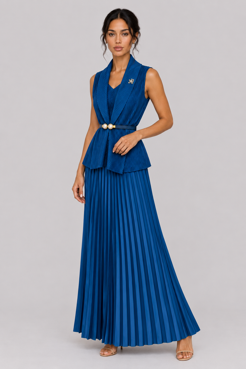 The Anaïs Pleated Belted Skirt Set