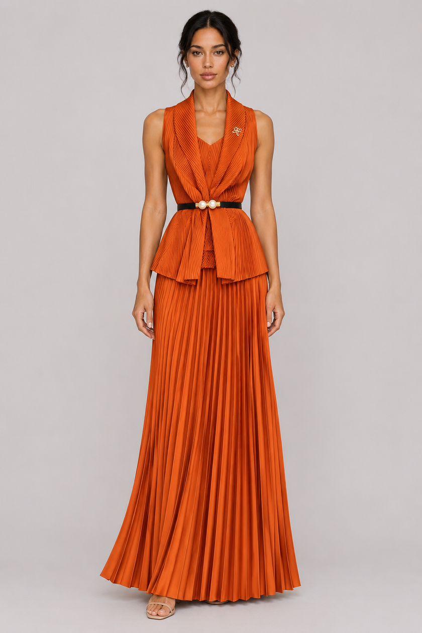 The Anaïs Pleated Belted Skirt Set