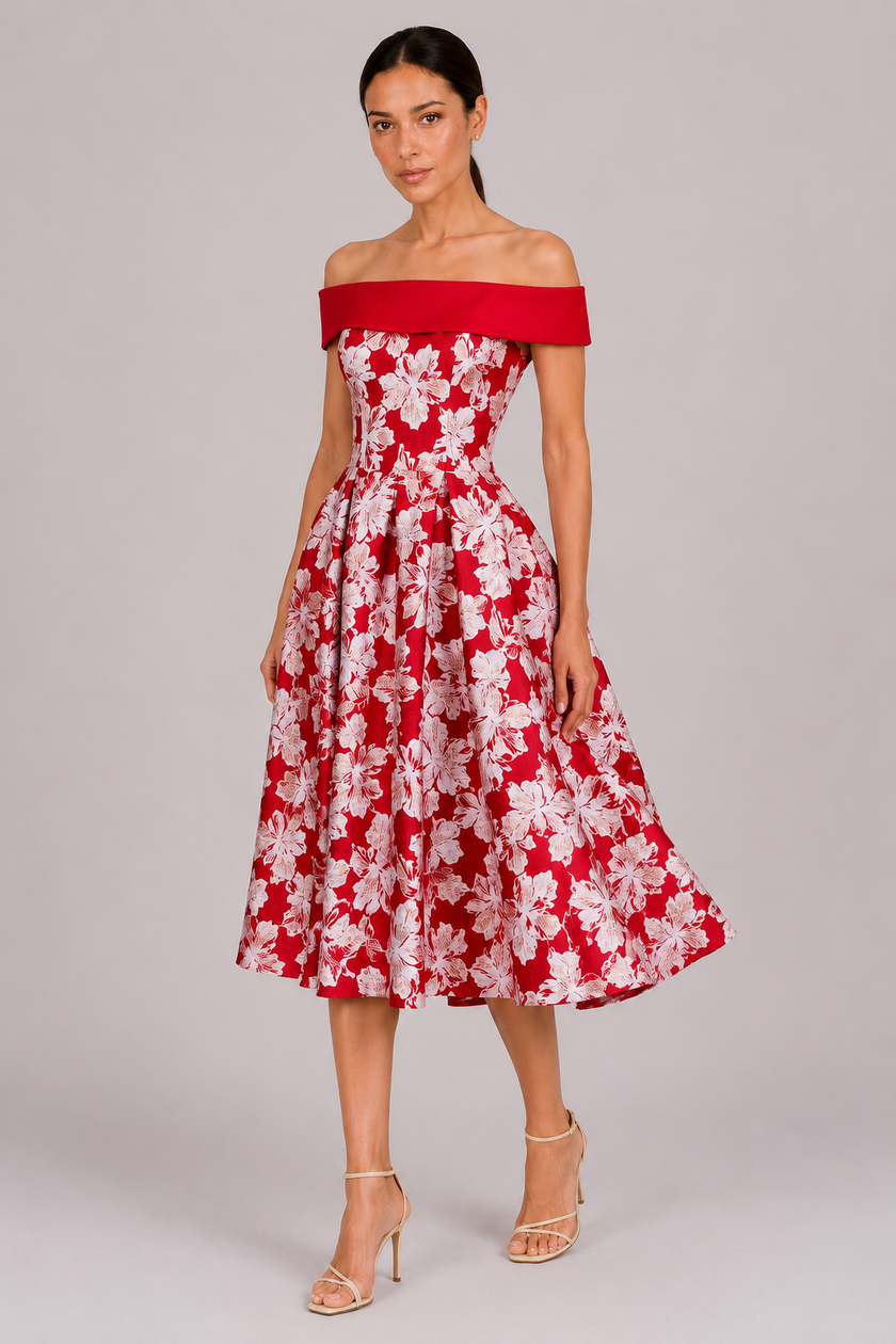 The Solene: Off-Shoulder Floral A-Line — product image 2