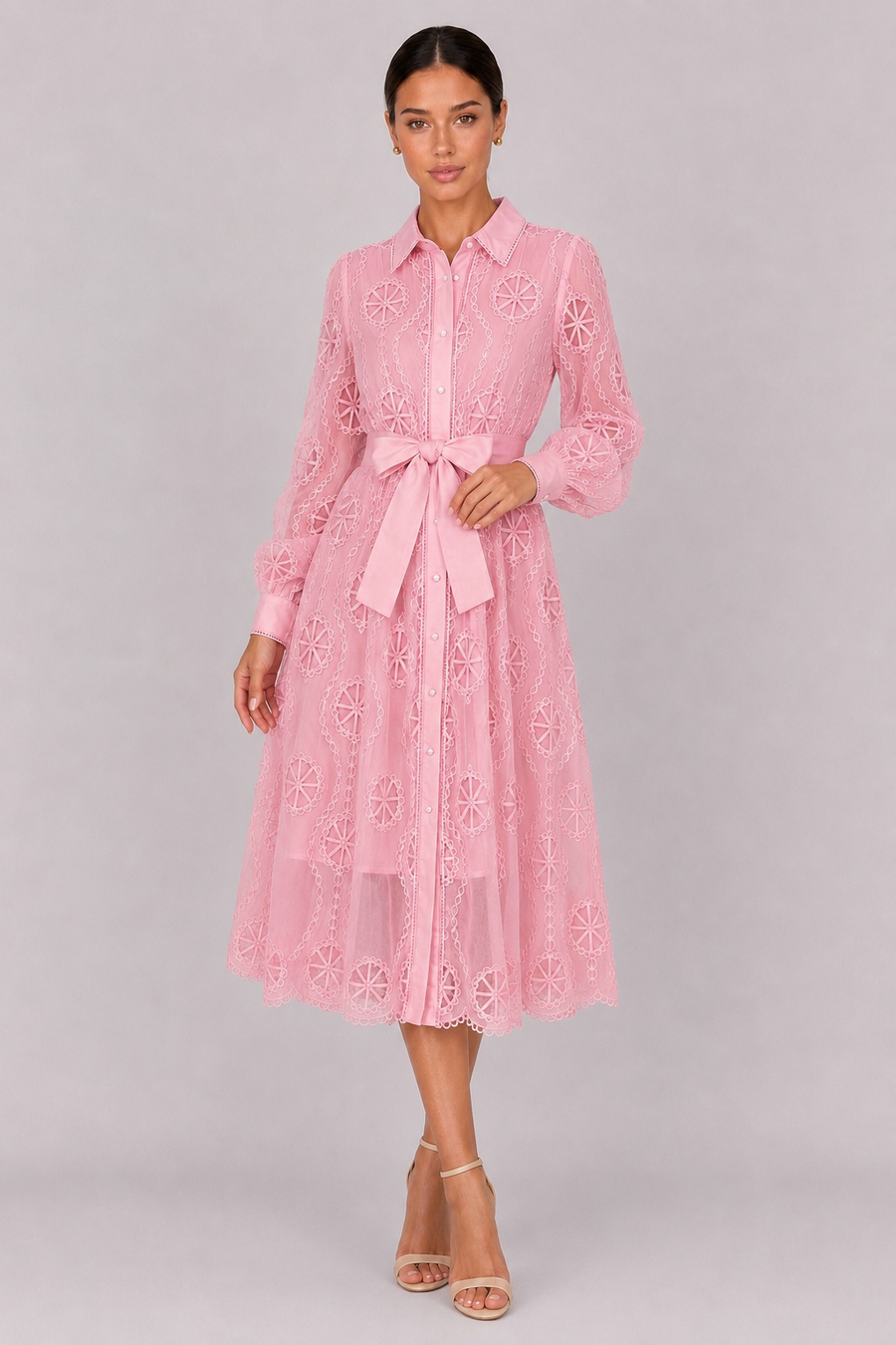 The Marielle: Embroidered Bubble Sleeve Dress — product image 14