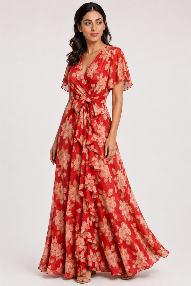 The Rosalind: Asymmetrical Ruffled V-Neck Dress — product image 2