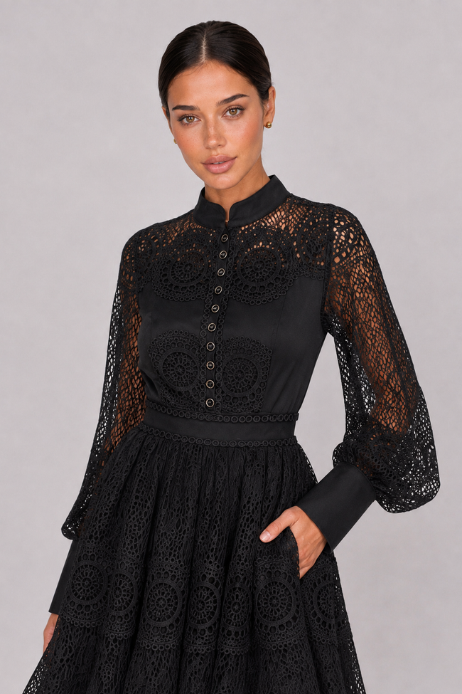 The Priscilla: White Hollow Lace Ruffle Dress — product image 6