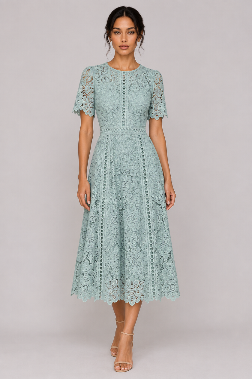 The Vivienne Ruffle Lace A-Line Dress