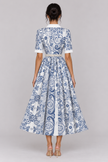 The Odette Pearl-Belt Embroidered Midi Dress