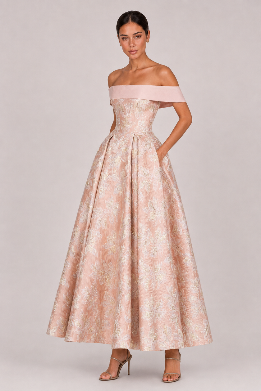 The Solene: Off-Shoulder Floral A-Line — product image 6