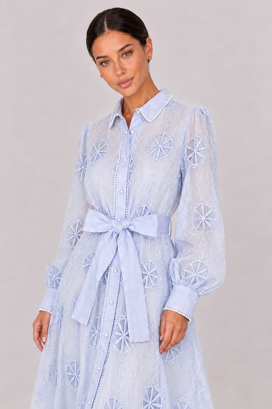 The Marielle: Embroidered Bubble Sleeve Dress — product image 19