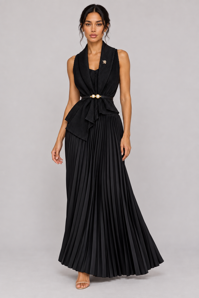The Anaïs Pleated Belted Skirt Set