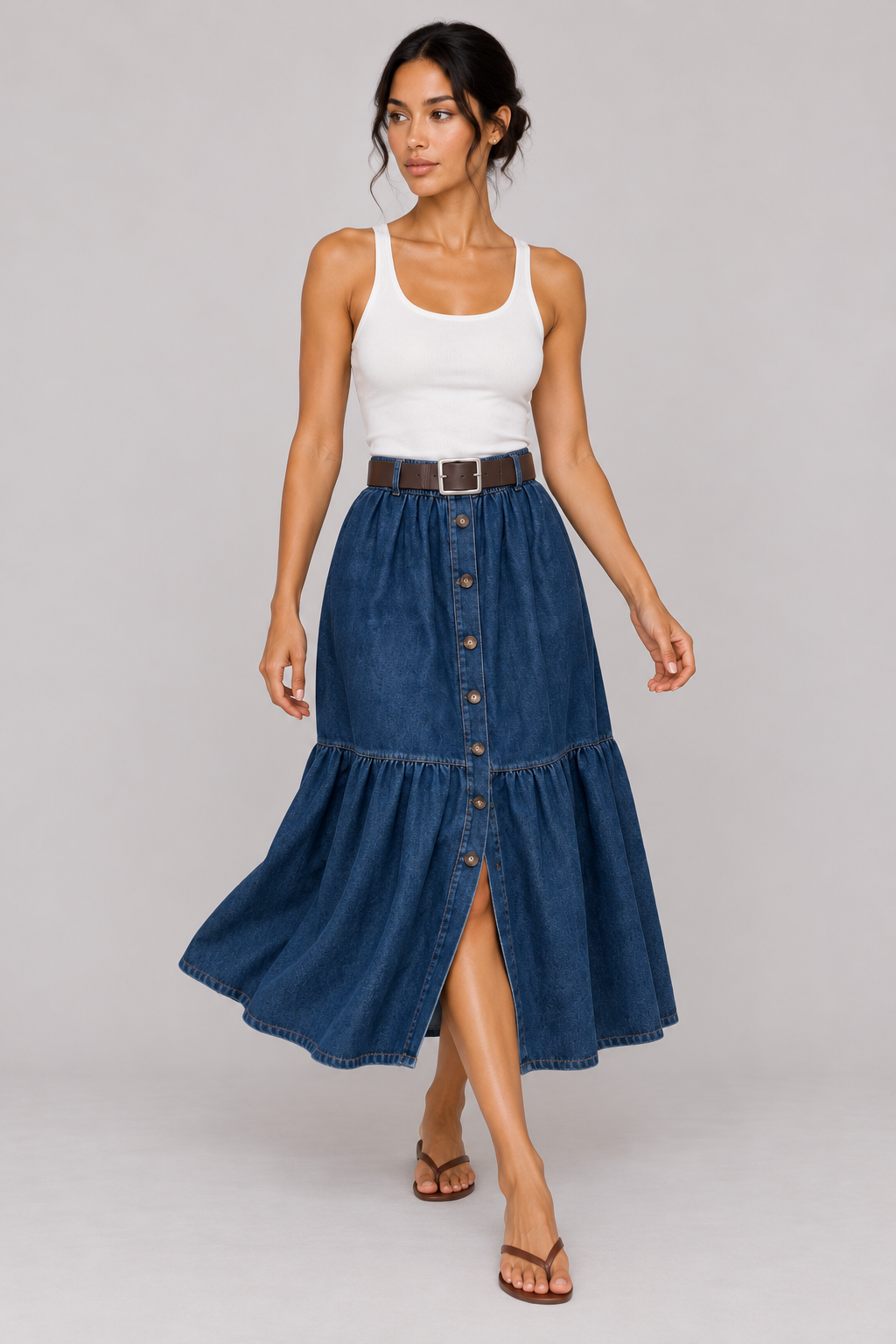 Noémie Denim Ruffle Maxi Skirt — product image 7