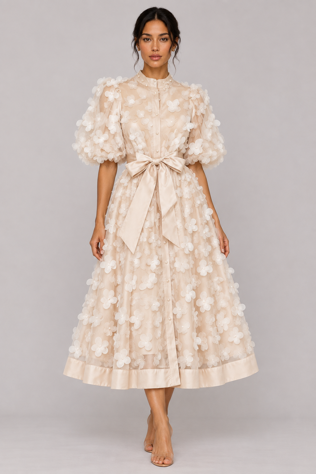 Fleur 3D Floral A-Line Midi Dress — product image 13