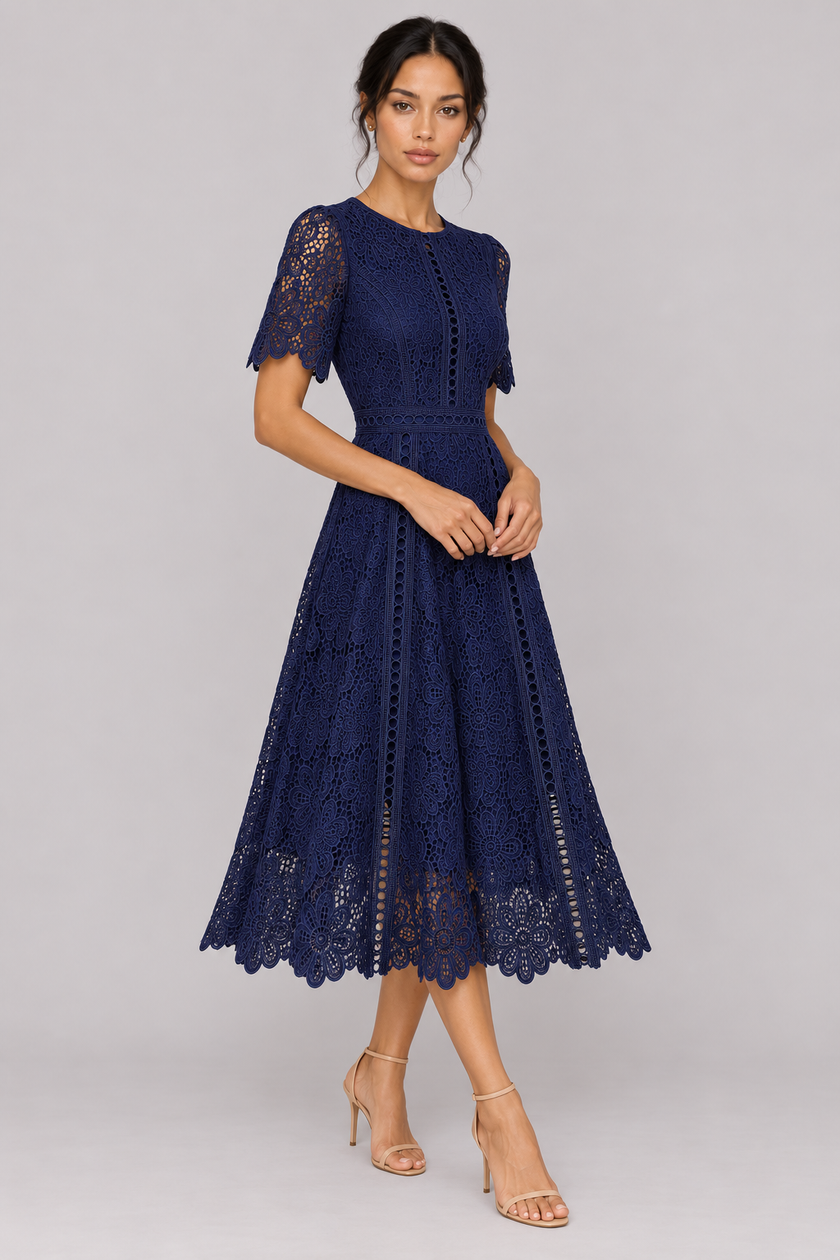 The Vivienne Ruffle Lace A-Line Dress