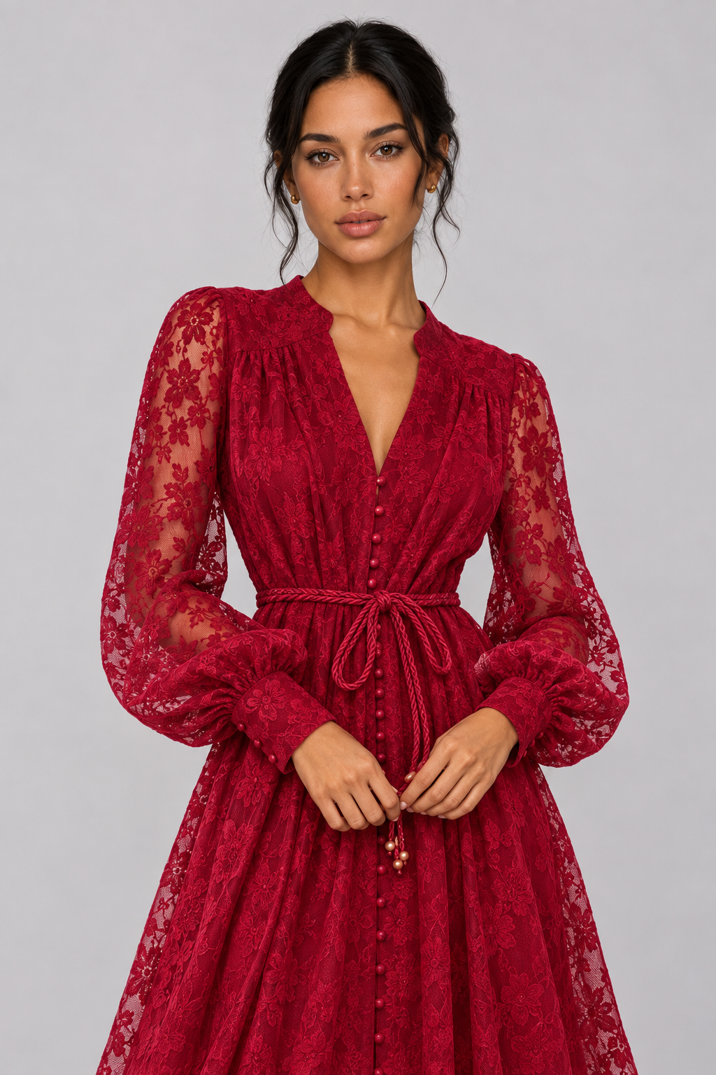 Geneviève Lace-Embroidered V-Neck Maxi Dress — product image 16