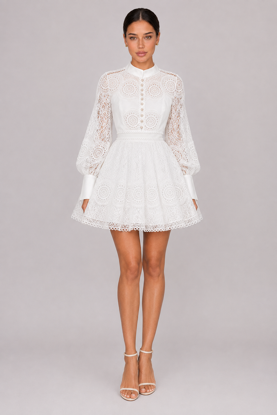The Priscilla: White Hollow Lace Ruffle Dress — product image 4