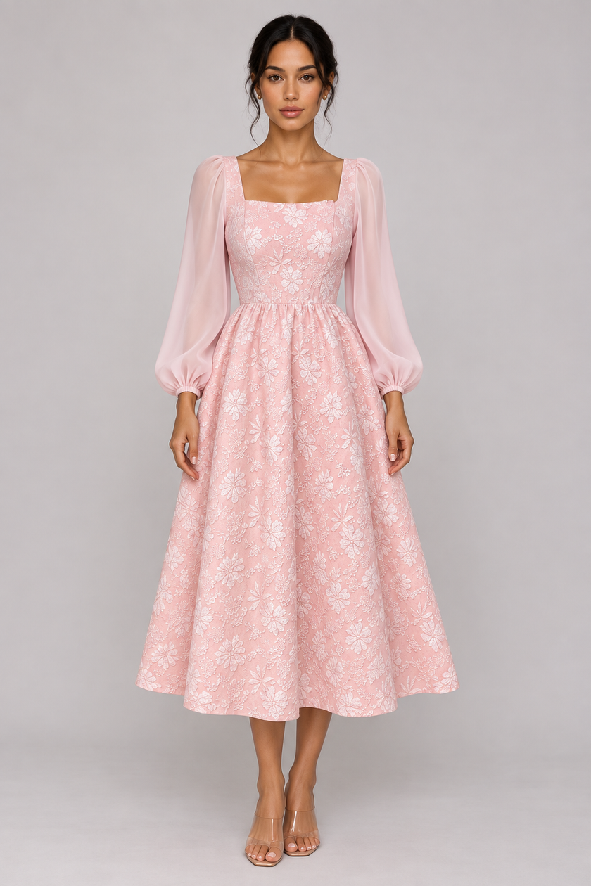The Céleste Jacquard Square-Neck Dress