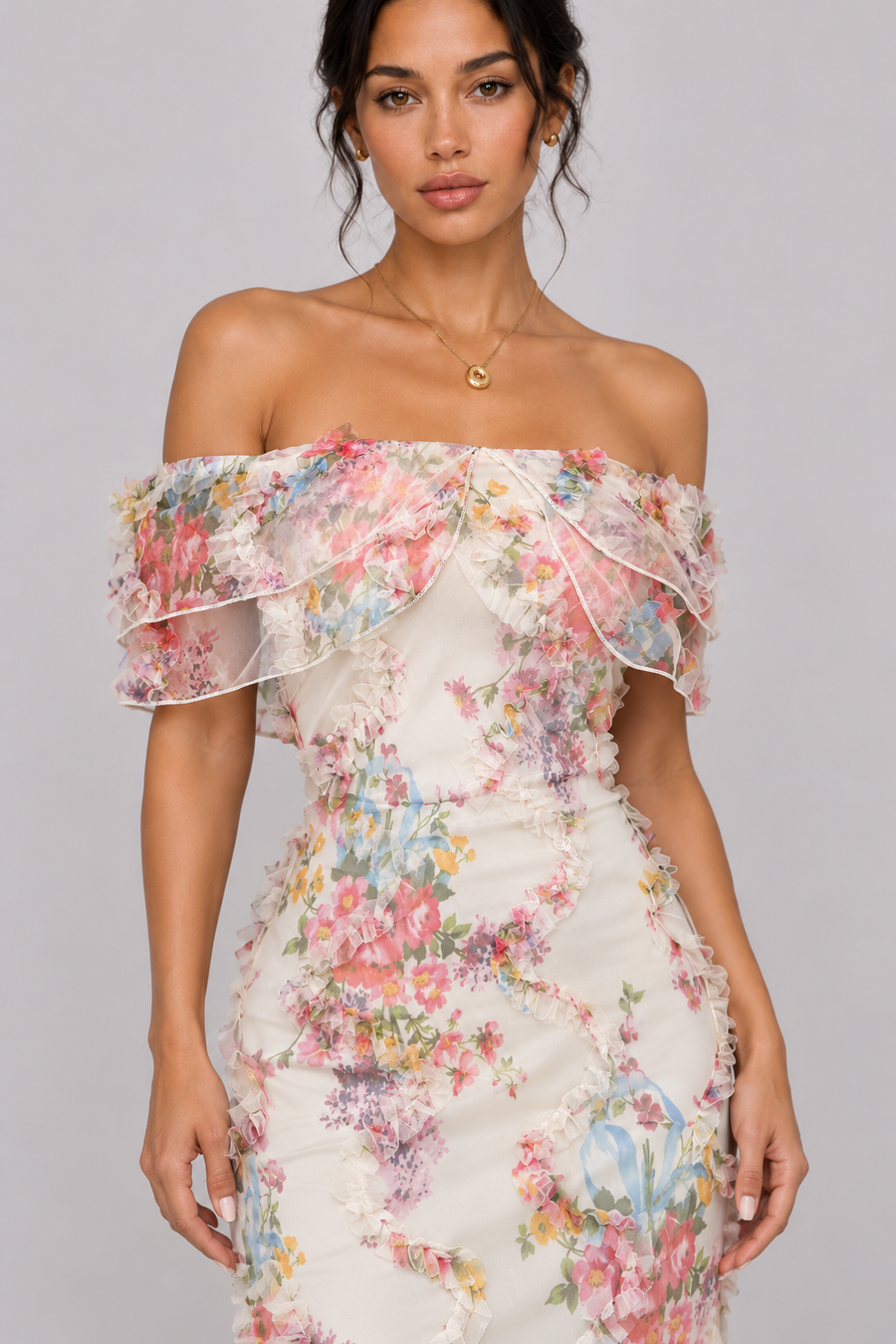 The Camille: Ruffled Off-Shoulder Floral Maxi — product image 1