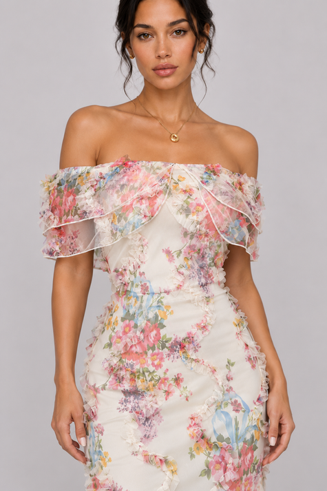 The Camille: Ruffled Off-Shoulder Floral Maxi — product image 1