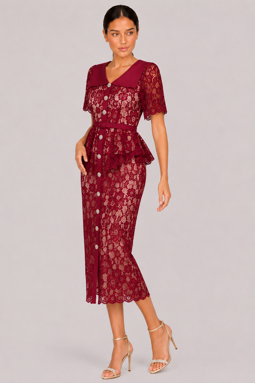 The Delphine: Ivory Guipure Lace Shirtdress — product image 13