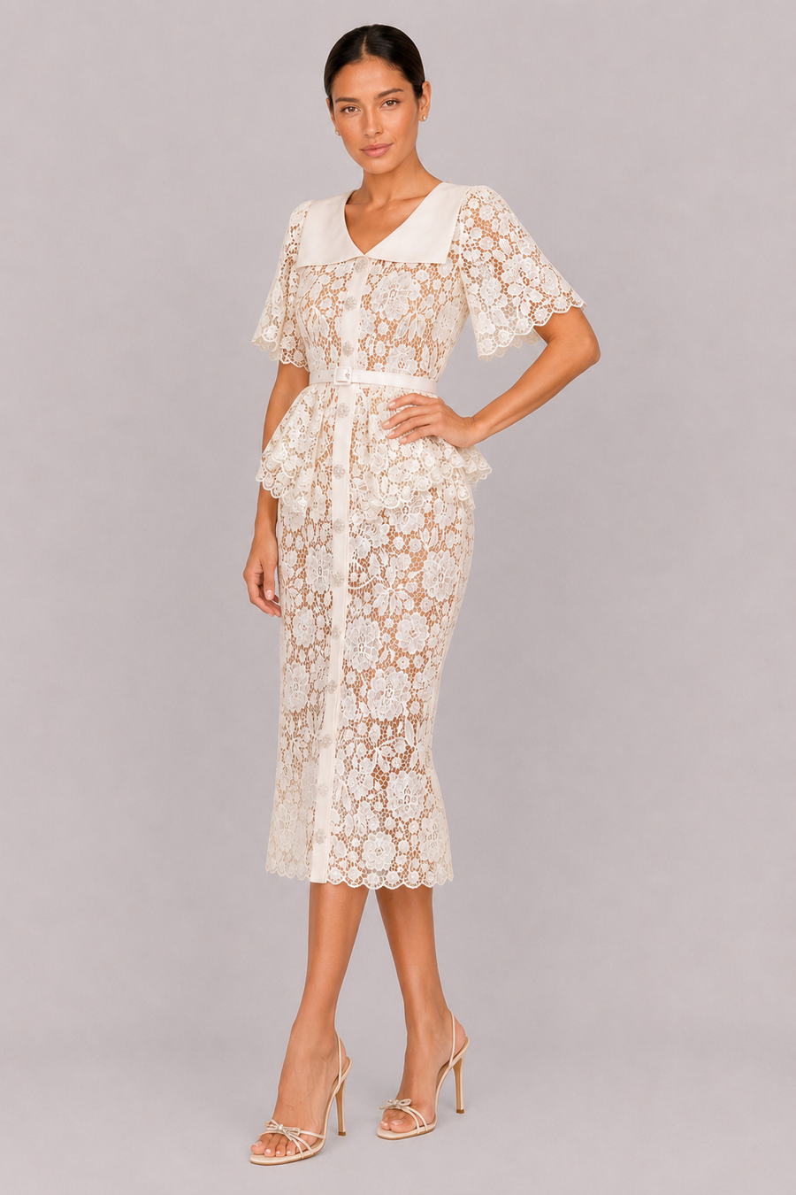 The Delphine: Ivory Guipure Lace Shirtdress — product image 3