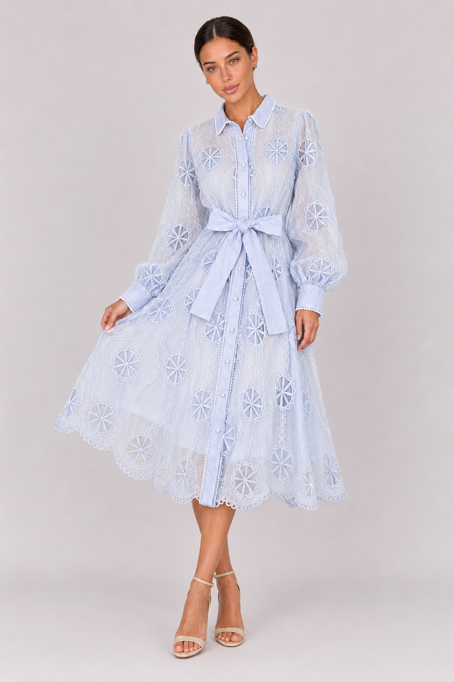 The Marielle: Embroidered Bubble Sleeve Dress — product image 20