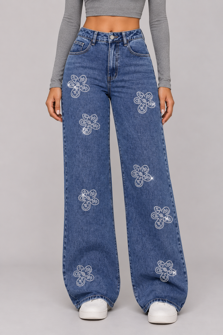 The Élise Crystal-Embellished Straight Jeans