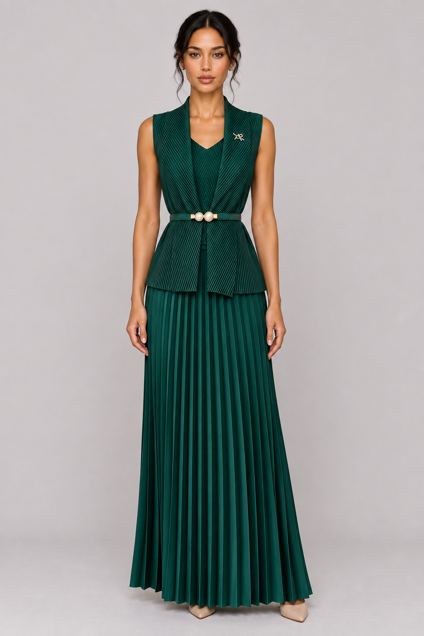 The Anaïs Pleated Belted Skirt Set