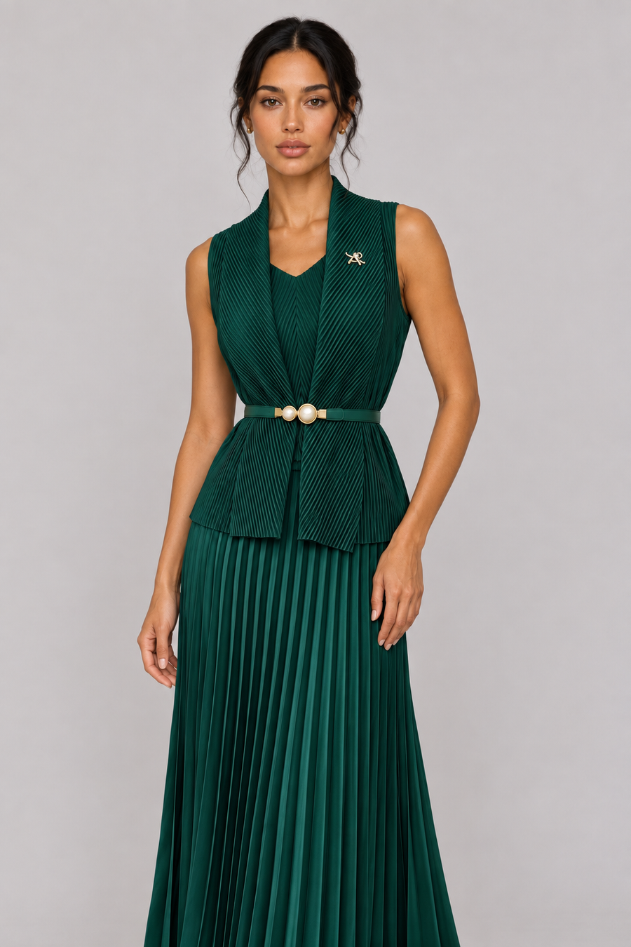 The Anaïs Pleated Belted Skirt Set