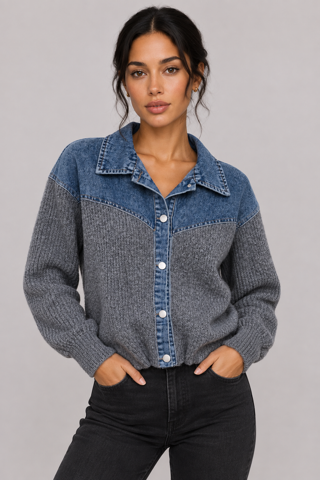 Sabine Denim-Patch Knit Cardigan — product image 8