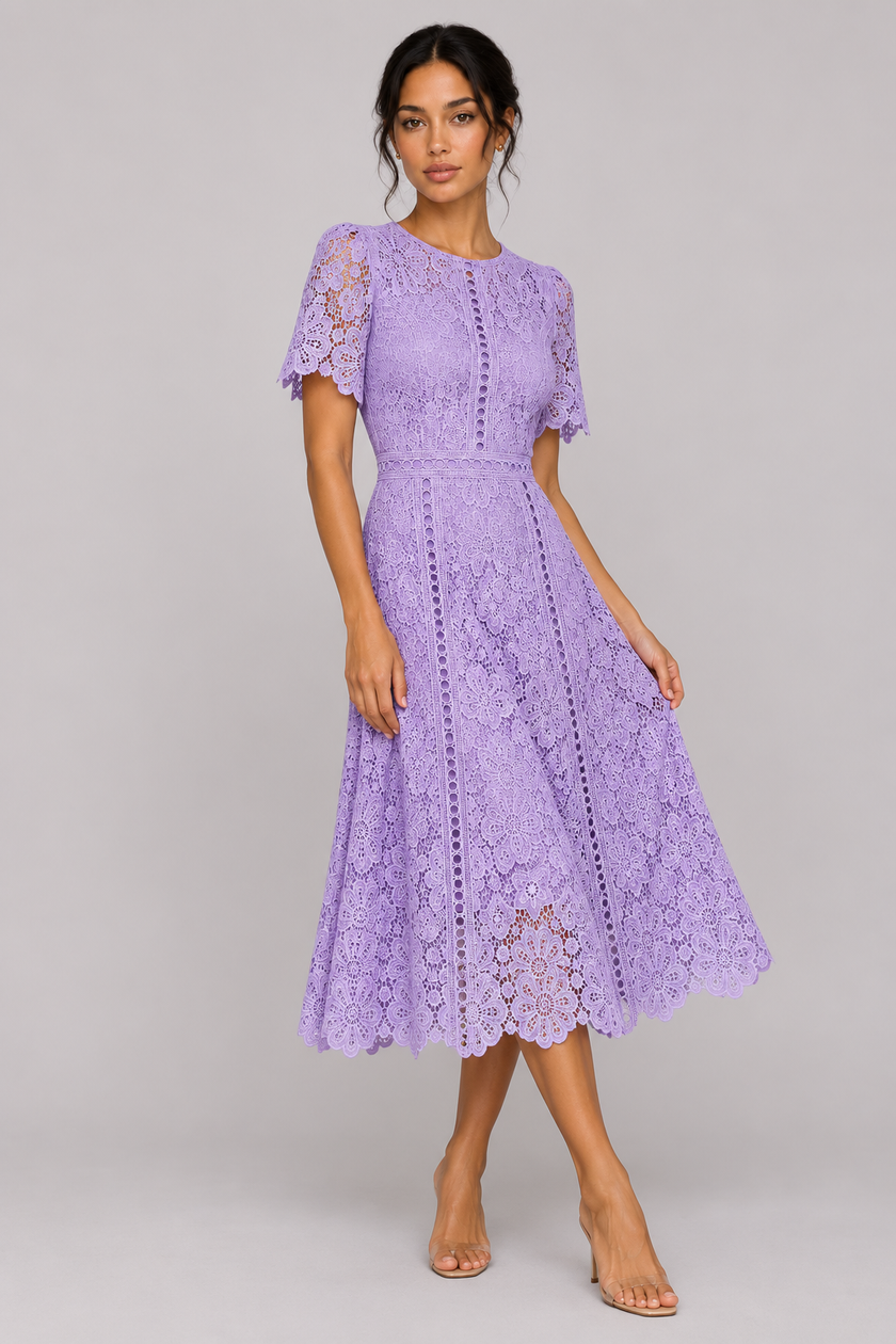 The Vivienne Ruffle Lace A-Line Dress