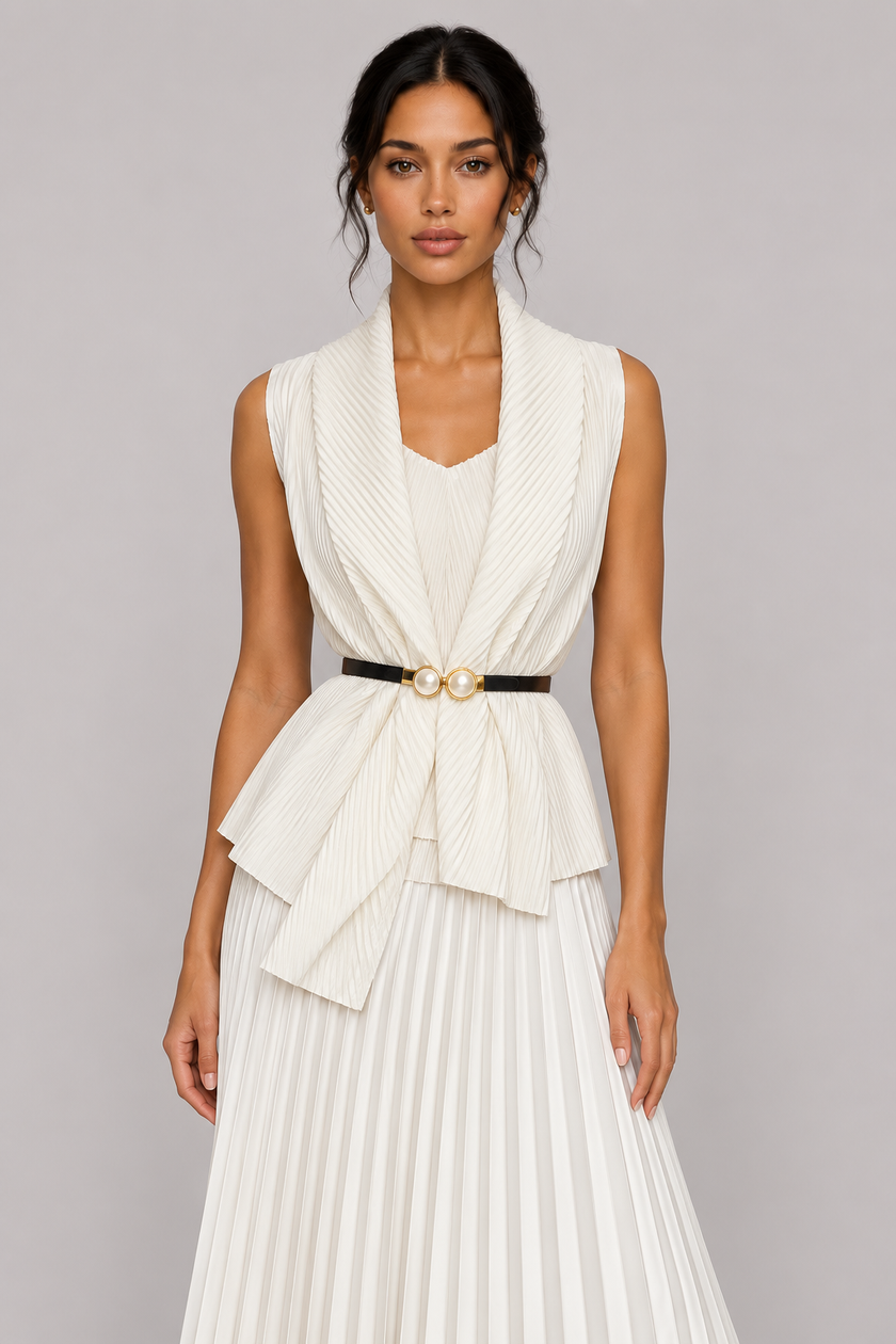 The Anaïs Pleated Belted Skirt Set