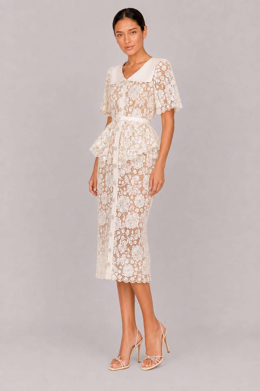 The Delphine: Ivory Guipure Lace Shirtdress — product image 2