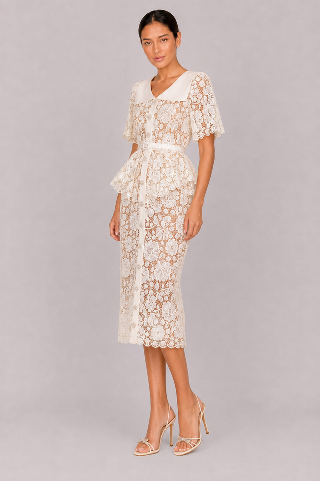 The Delphine: Ivory Guipure Lace Shirtdress — product image 2
