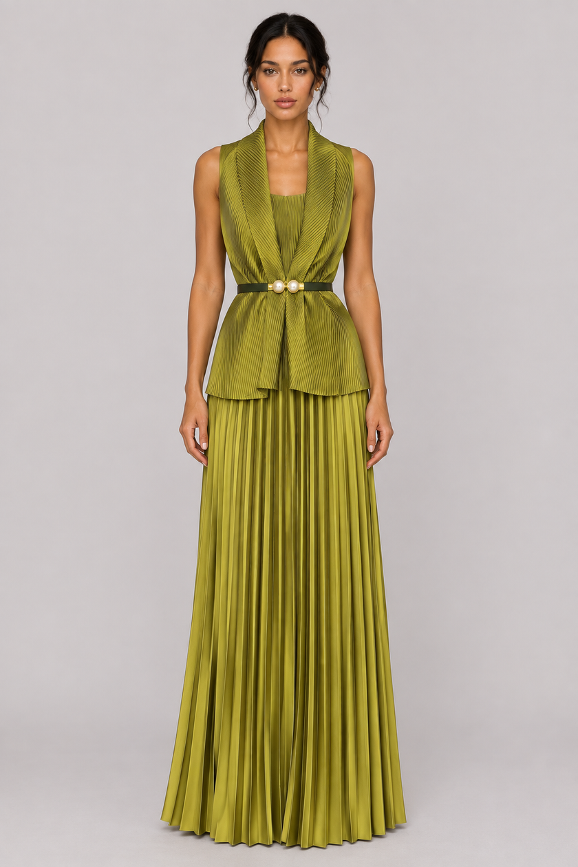 The Anaïs Pleated Belted Skirt Set