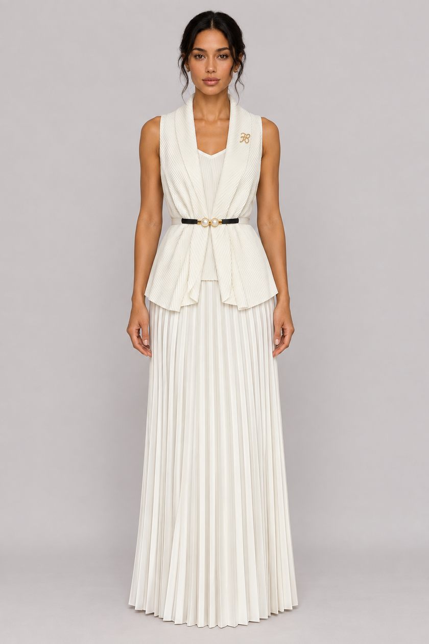 The Anaïs Pleated Belted Skirt Set