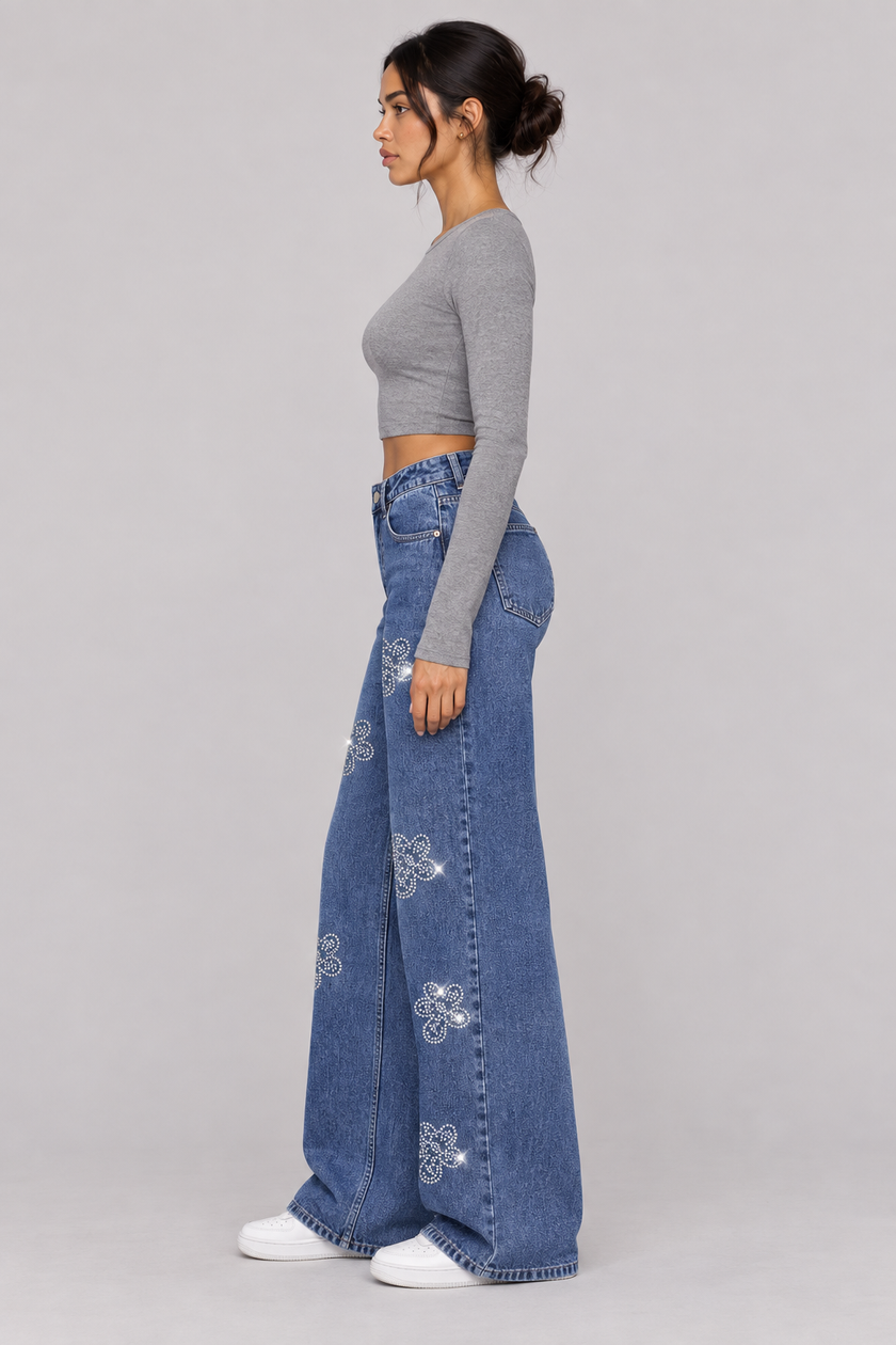 The Élise Crystal-Embellished Straight Jeans