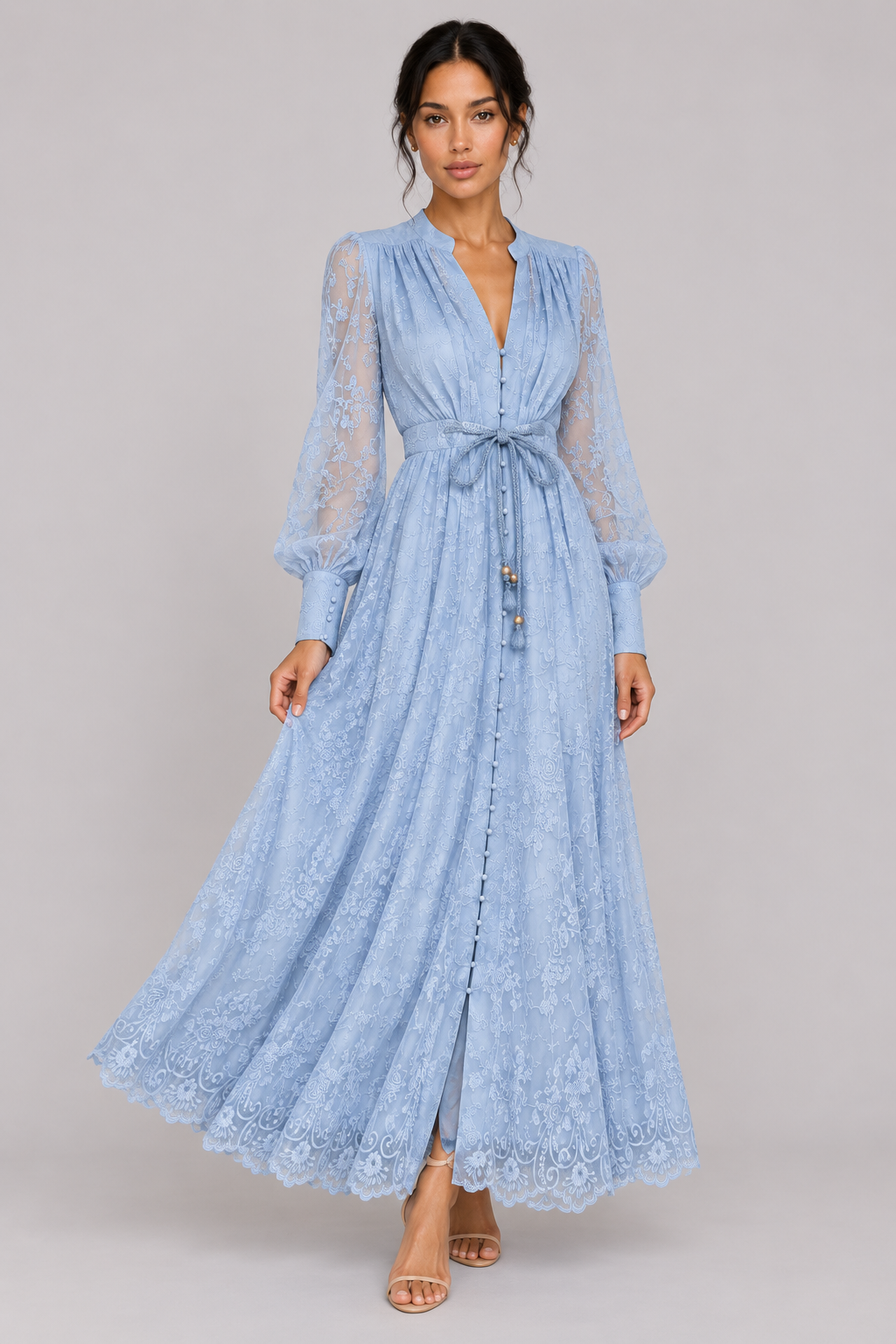 Geneviève Lace-Embroidered V-Neck Maxi Dress — product image 7