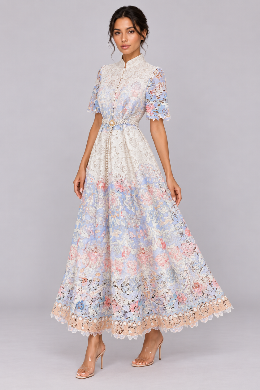 The Solène Lace A-Line Maxi Dress
