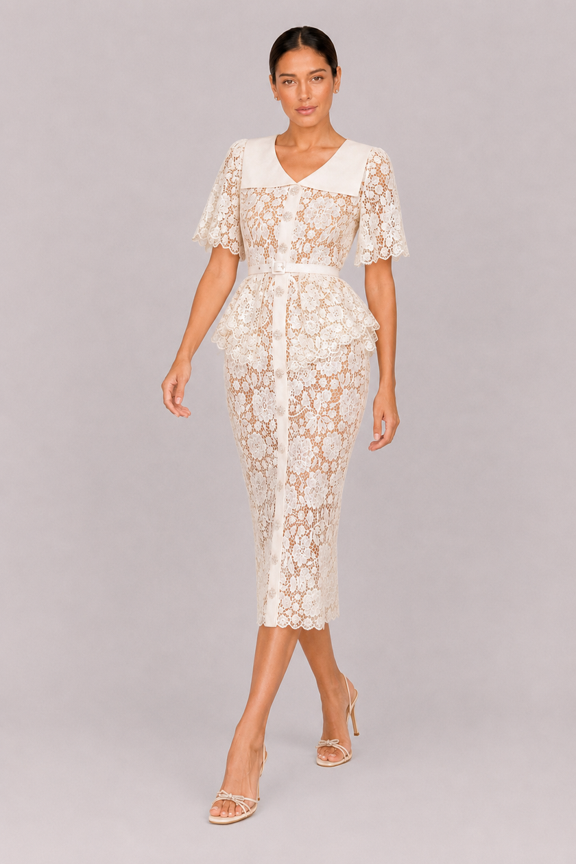The Delphine: Ivory Guipure Lace Shirtdress — product image 4