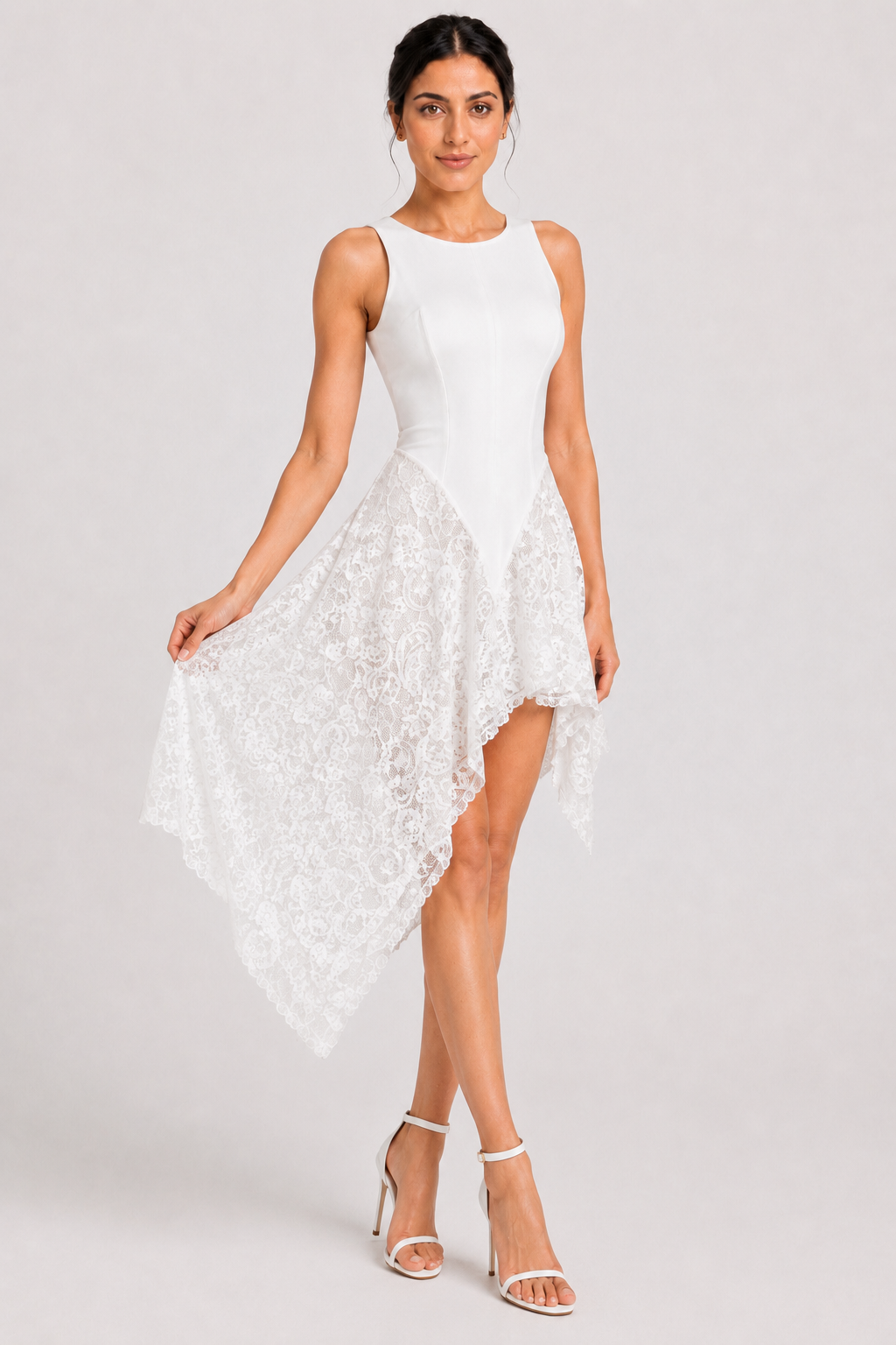 The Noelle: Asymmetric Lace Slip Dress — product image 3