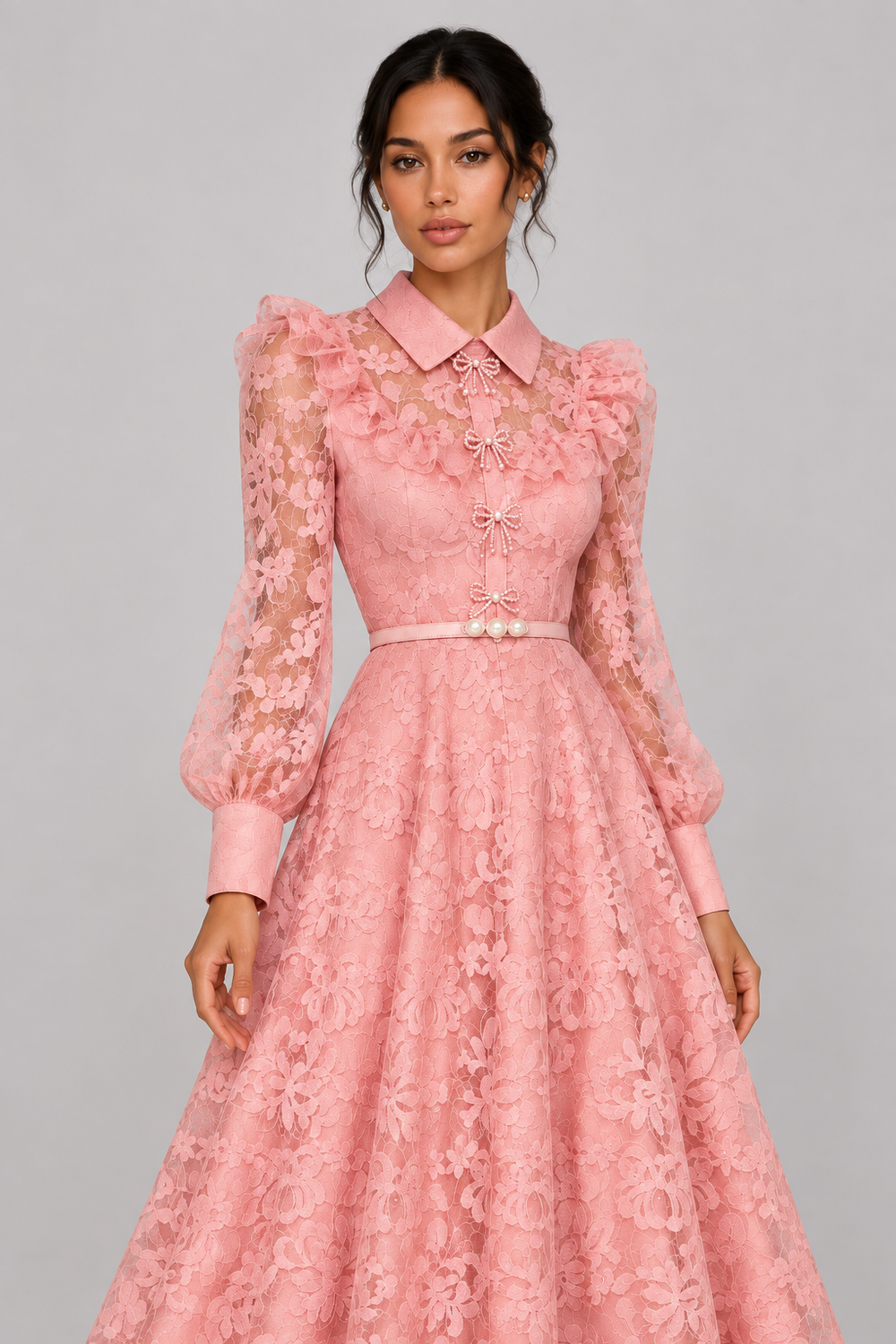 The Juliette: Belted Lace Maxi Dress