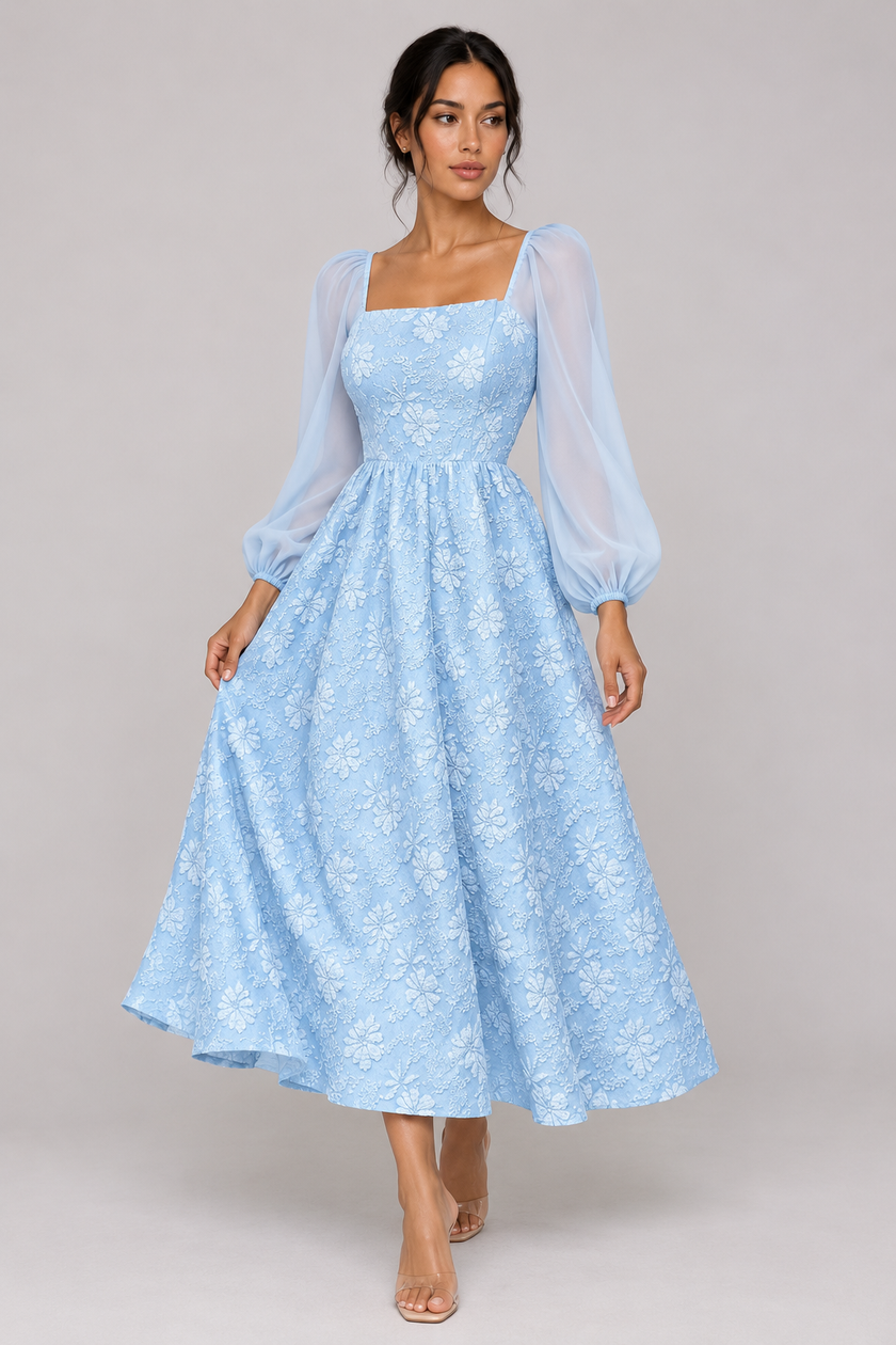 The Céleste Jacquard Square-Neck Dress