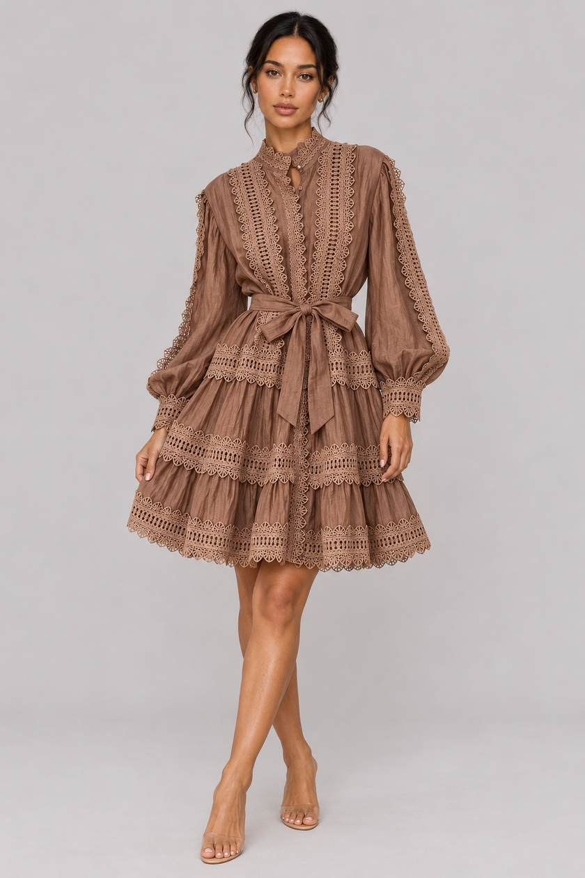 The Delphine: Embroidered Lace A-Line Midi — product image 8