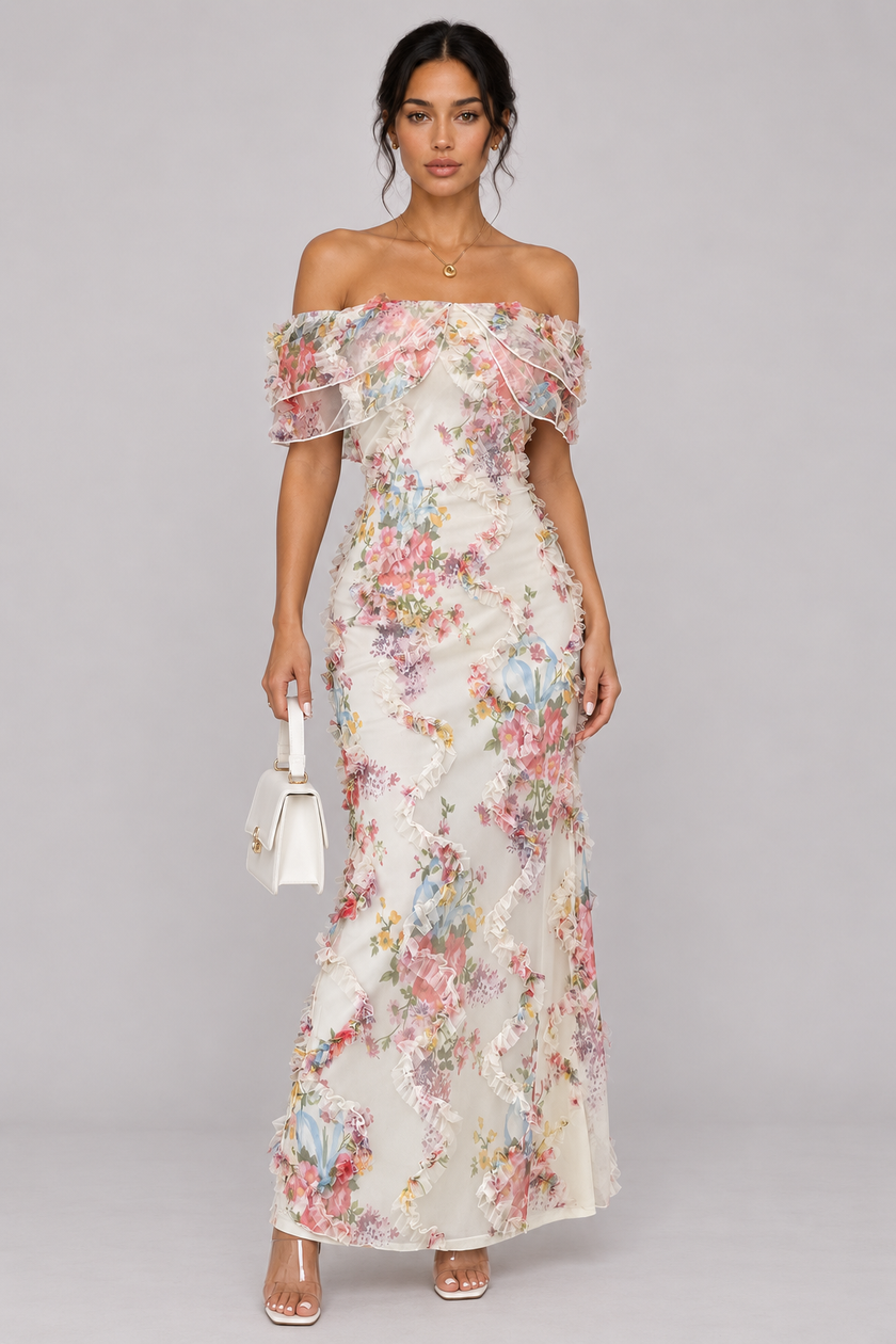 The Camille: Ruffled Off-Shoulder Floral Maxi — product image 5