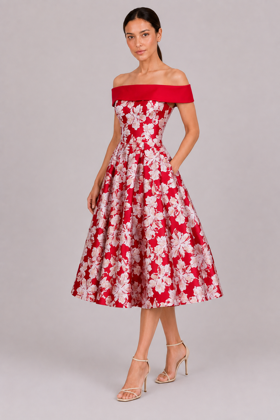The Solene: Off-Shoulder Floral A-Line — product image 3