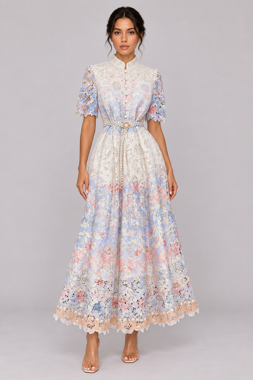 The Solène Lace A-Line Maxi Dress