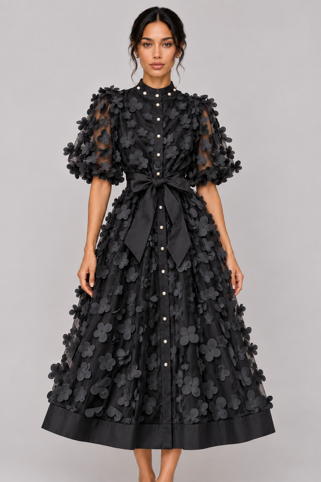 Fleur 3D Floral A-Line Midi Dress — product image 18