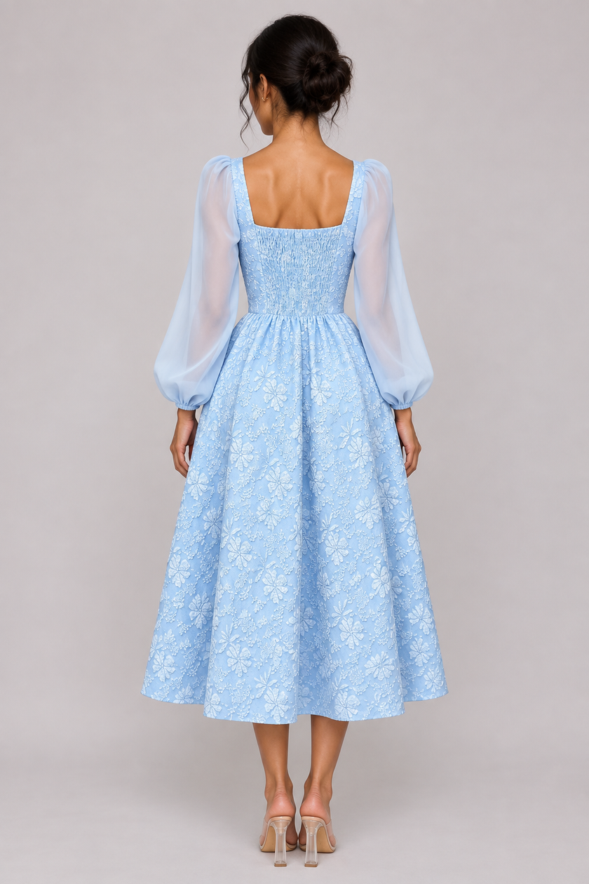 The Céleste Jacquard Square-Neck Dress