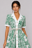 The Odette Pearl-Belt Embroidered Midi Dress